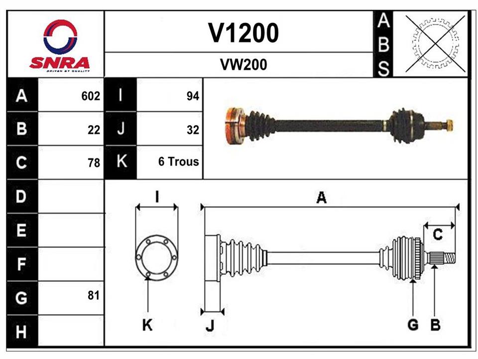 SNRA V1200 Wał napędowy V1200: Dobra cena w Polsce na 2407.PL - Kup Teraz!