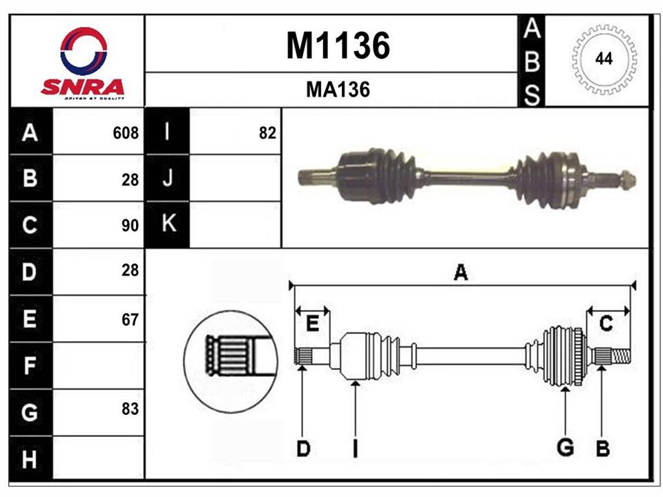 SNRA M1136 Drive shaft M1136: Buy near me in Poland at 2407.PL - Good price!