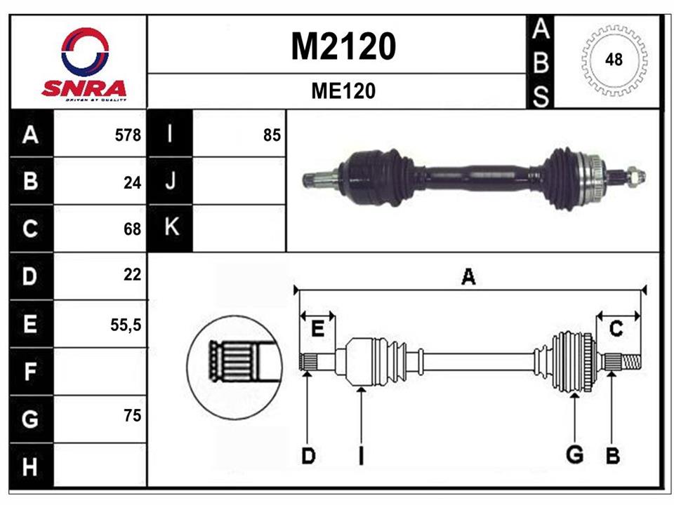 SNRA M2120 Вал привідний M2120: Приваблива ціна - Купити у Польщі на 2407.PL!