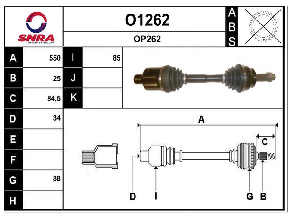 SNRA O1262 Drive shaft O1262: Buy near me in Poland at 2407.PL - Good price!