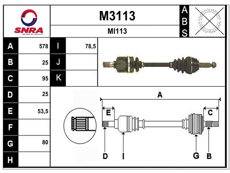 SNRA M3113 Drive shaft M3113: Buy near me in Poland at 2407.PL - Good price!