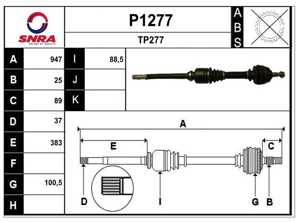 SNRA P1277 Вал приводной P1277: Отличная цена - Купить в Польше на 2407.PL!