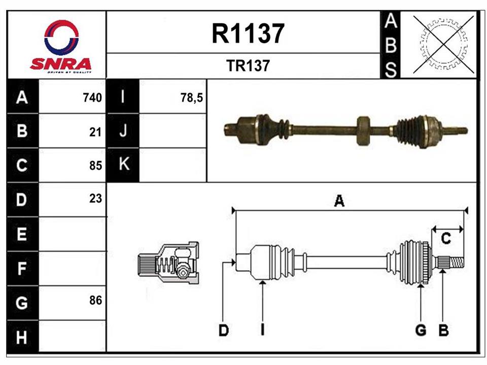 SNRA R1137 Drive shaft R1137: Buy near me in Poland at 2407.PL - Good price!