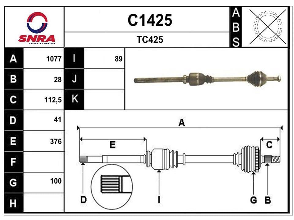 SNRA C1425 Drive shaft C1425: Buy near me in Poland at 2407.PL - Good price!