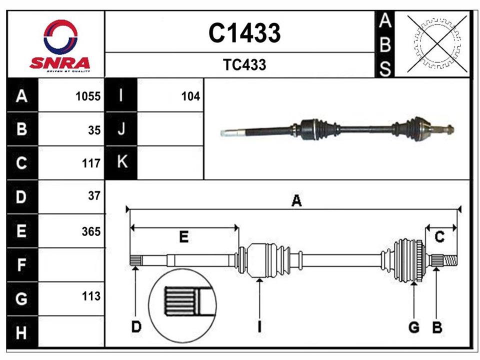 SNRA C1433 Вал приводной C1433: Отличная цена - Купить в Польше на 2407.PL!