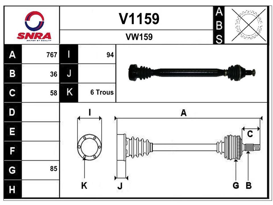 SNRA V1159 Вал приводной V1159: Отличная цена - Купить в Польше на 2407.PL!
