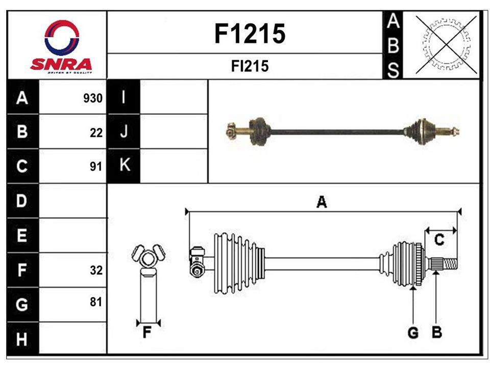 SNRA F1215 Drive shaft F1215: Buy near me in Poland at 2407.PL - Good price!