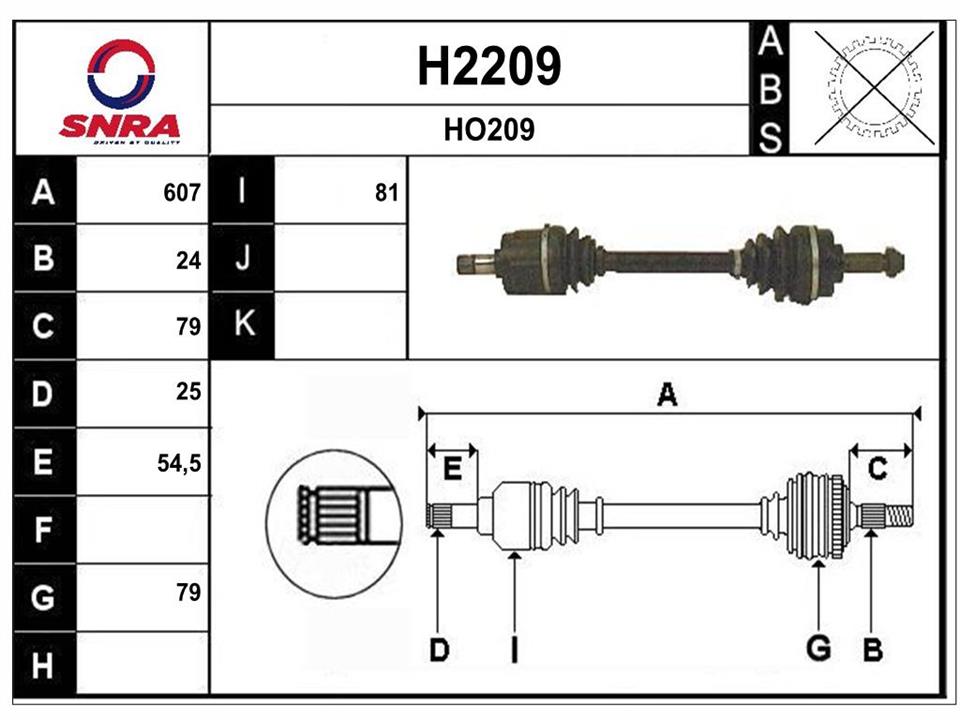 SNRA H2209 Drive shaft H2209: Buy near me in Poland at 2407.PL - Good price!