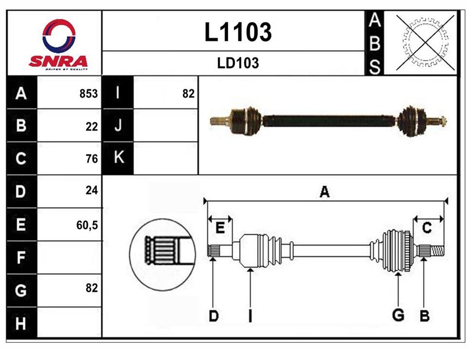 SNRA L1103 Drive shaft L1103: Buy near me in Poland at 2407.PL - Good price!