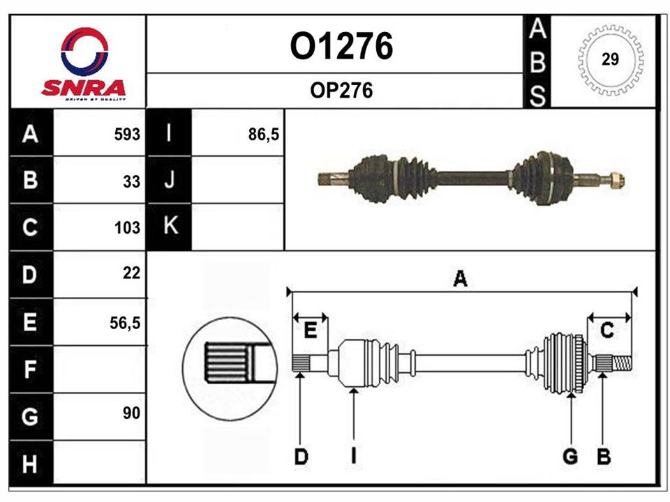 SNRA O1276 Drive shaft O1276: Buy near me in Poland at 2407.PL - Good price!