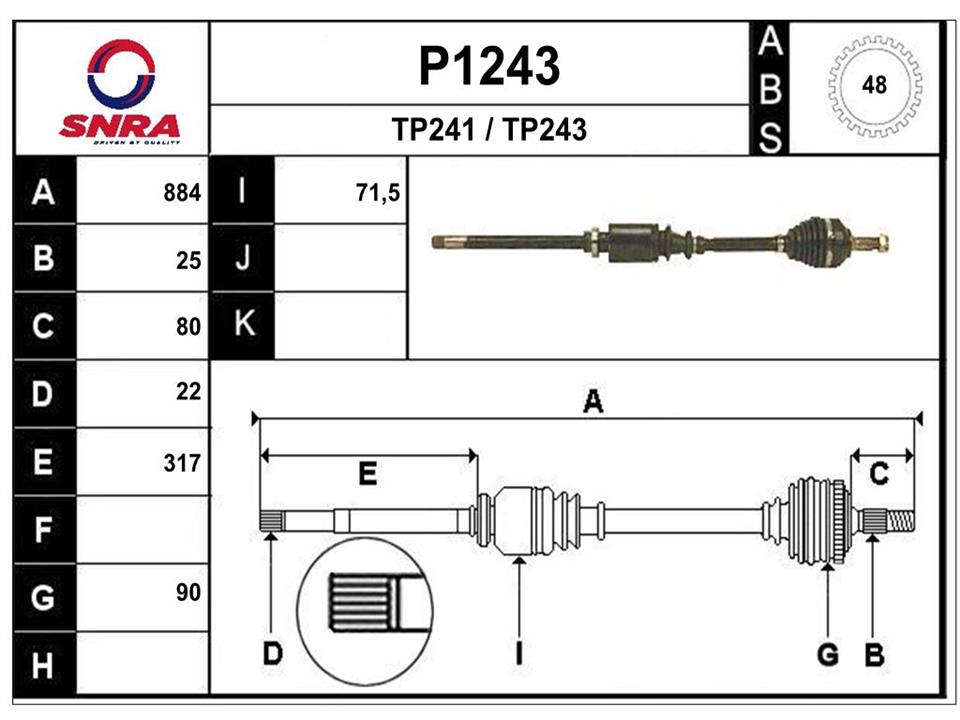 SNRA P1243 Вал приводной P1243: Отличная цена - Купить в Польше на 2407.PL!