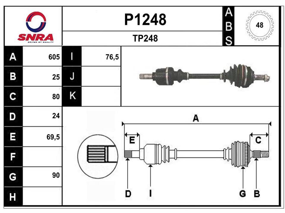 SNRA P1248 Drive shaft P1248: Buy near me in Poland at 2407.PL - Good price!