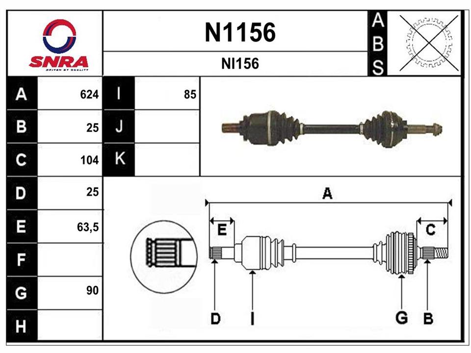 SNRA N1156 Drive shaft N1156: Buy near me in Poland at 2407.PL - Good price!