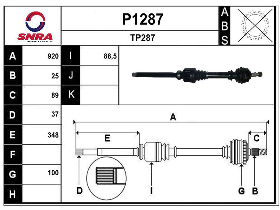 SNRA P1287 Вал приводной P1287: Отличная цена - Купить в Польше на 2407.PL!