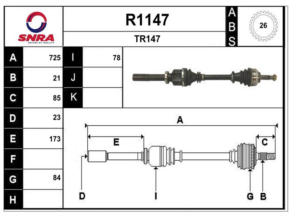 SNRA R1147 Drive shaft R1147: Buy near me in Poland at 2407.PL - Good price!
