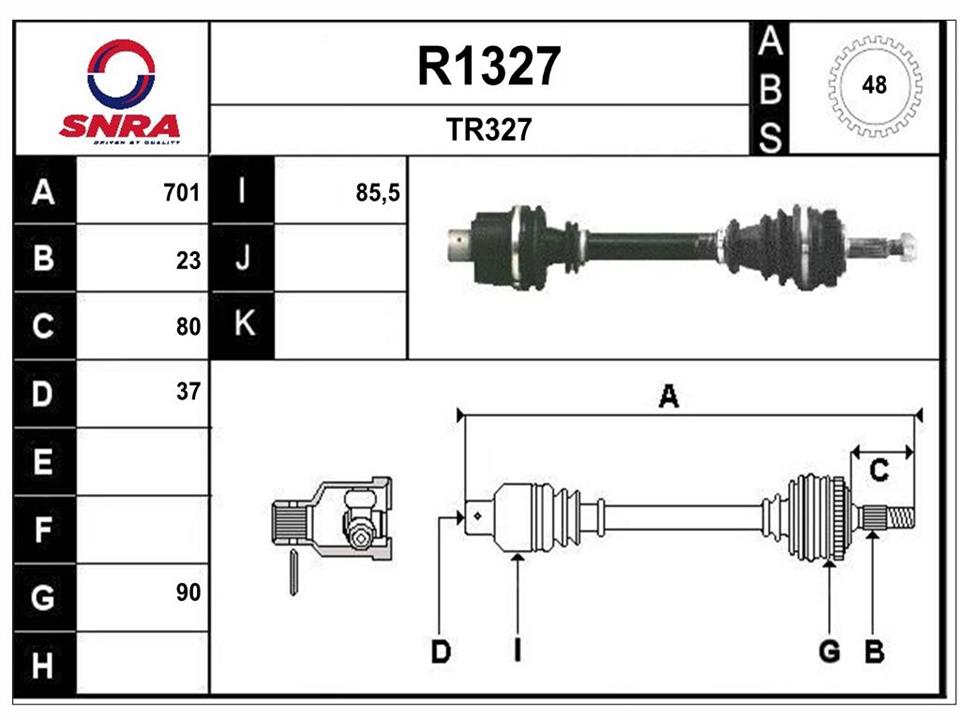 SNRA R1327 Вал приводной R1327: Отличная цена - Купить в Польше на 2407.PL!