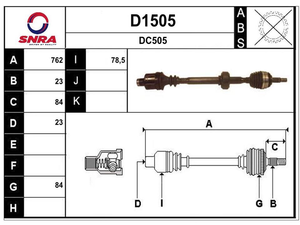 SNRA D1505 Drive shaft D1505: Buy near me in Poland at 2407.PL - Good price!