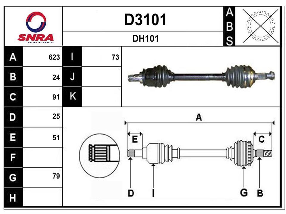 SNRA D3101 Drive shaft D3101: Buy near me in Poland at 2407.PL - Good price!