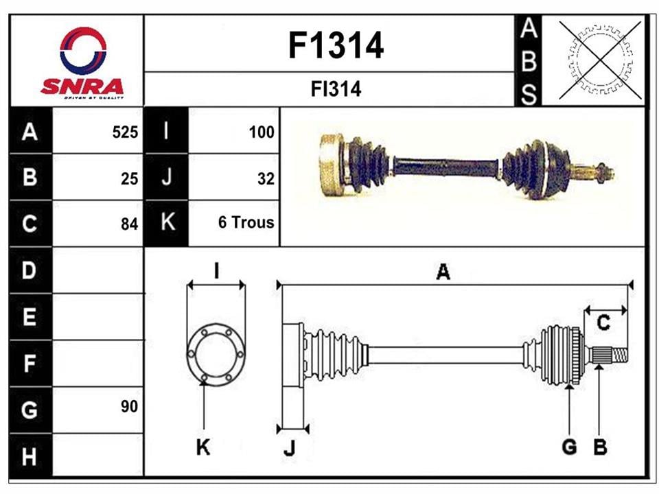 SNRA F1314 Drive shaft F1314: Buy near me in Poland at 2407.PL - Good price!