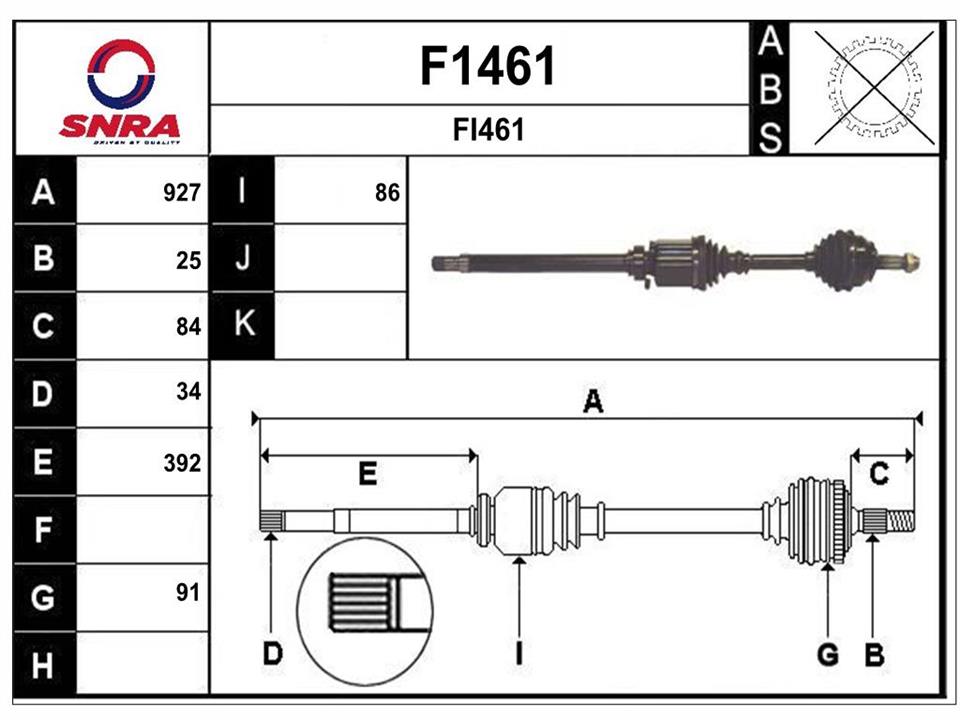 SNRA F1461 Drive shaft F1461: Buy near me in Poland at 2407.PL - Good price!