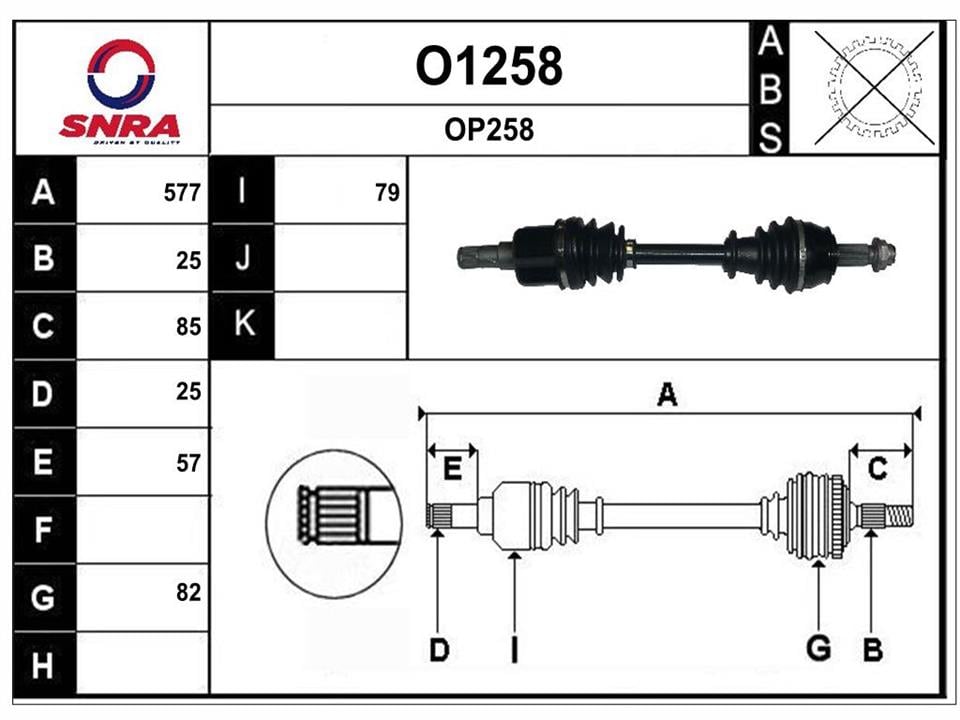 SNRA O1258 Drive shaft O1258: Buy near me in Poland at 2407.PL - Good price!