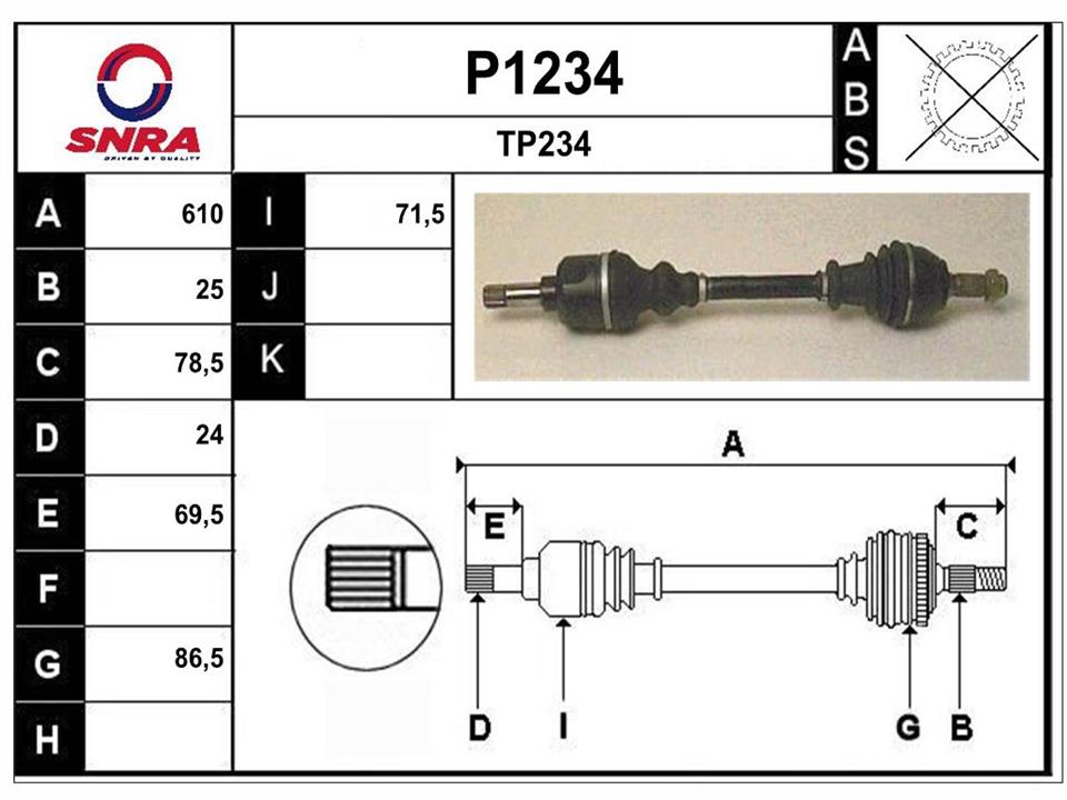 SNRA P1234 Drive shaft P1234: Buy near me in Poland at 2407.PL - Good price!