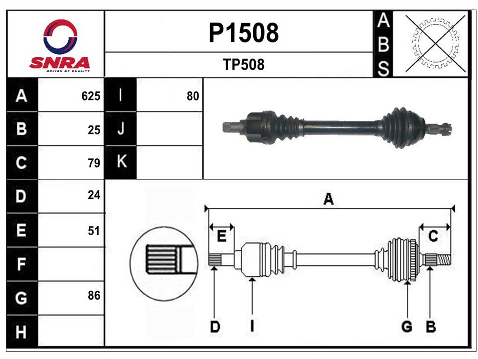 SNRA P1508 Drive shaft P1508: Buy near me in Poland at 2407.PL - Good price!
