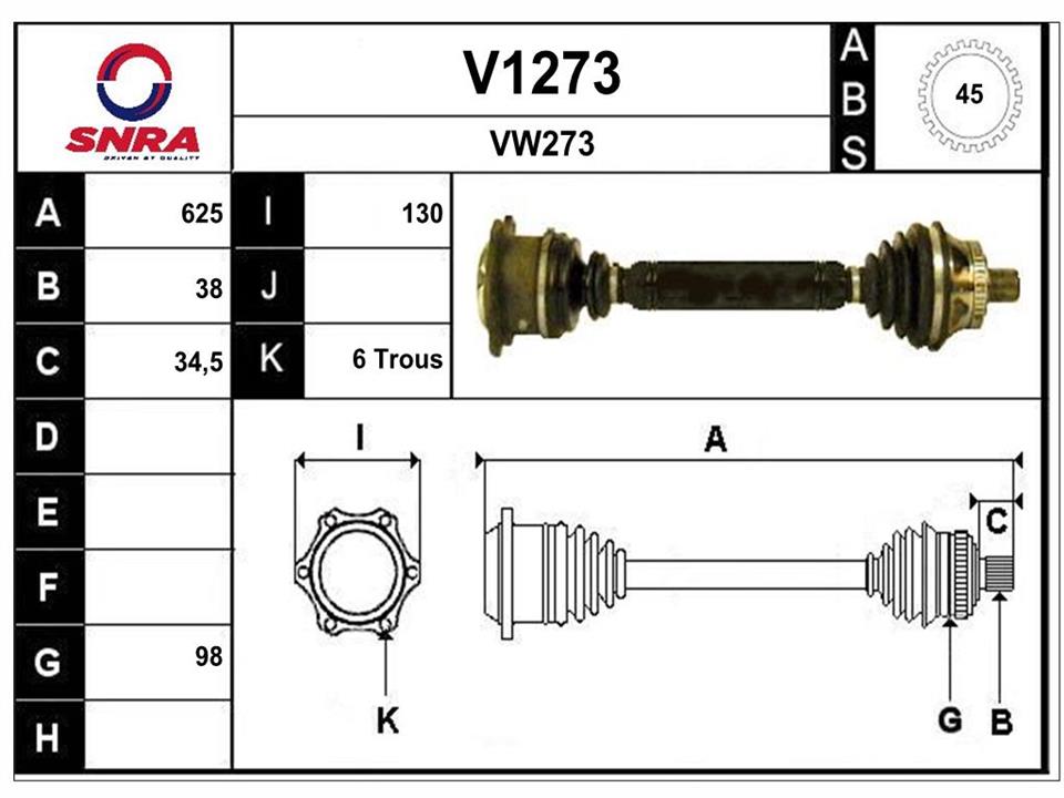 SNRA V1273 Вал приводной V1273: Отличная цена - Купить в Польше на 2407.PL!