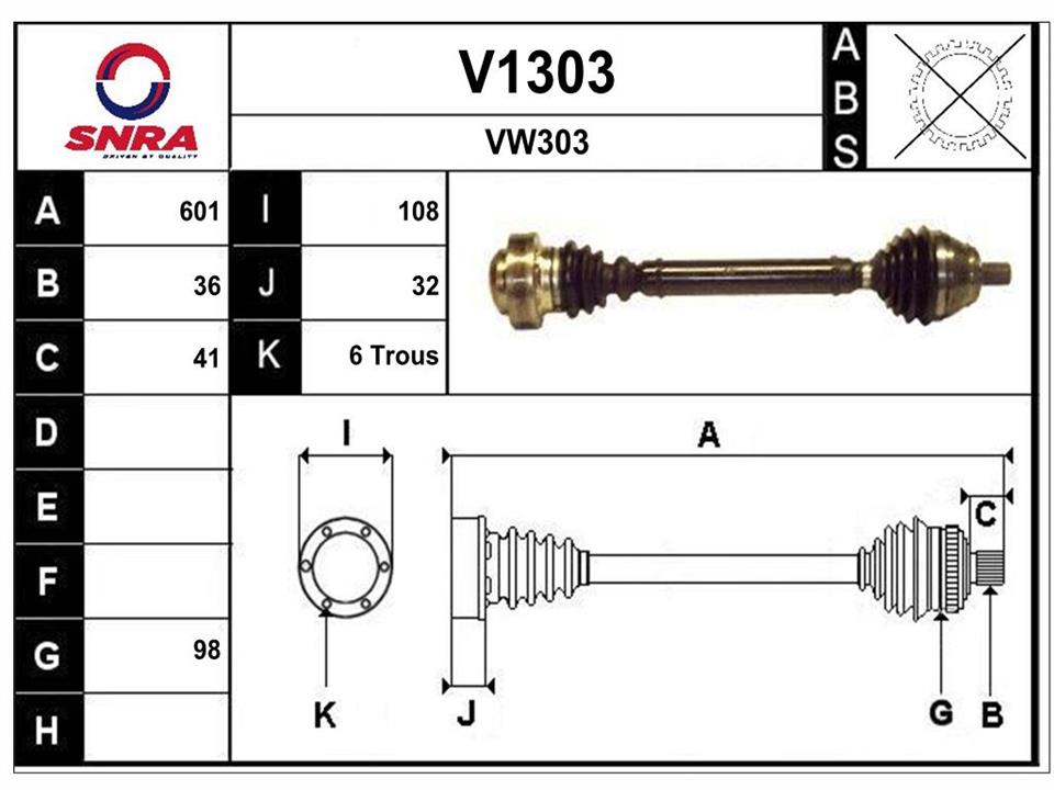 SNRA V1303 Drive shaft V1303: Buy near me in Poland at 2407.PL - Good price!