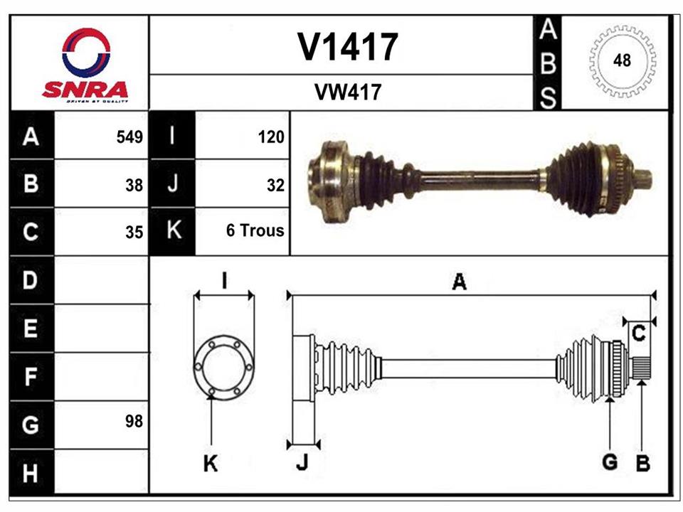 SNRA V1417 Вал привідний V1417: Приваблива ціна - Купити у Польщі на 2407.PL!