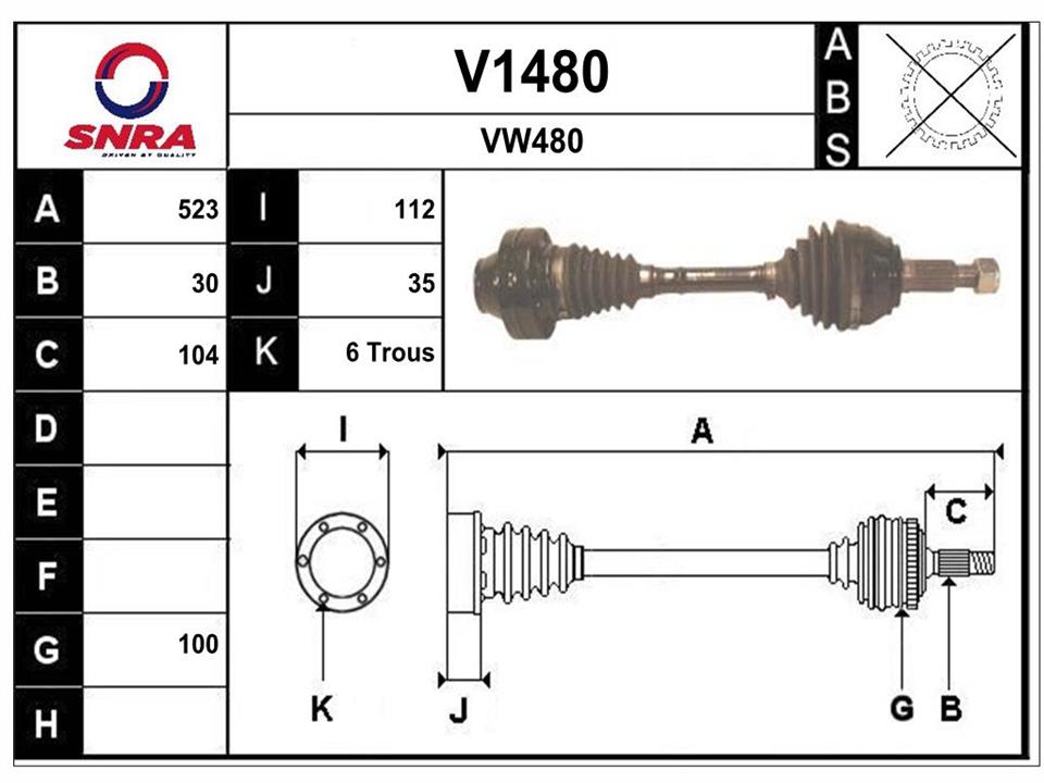 SNRA V1480 Вал привідний V1480: Приваблива ціна - Купити у Польщі на 2407.PL!