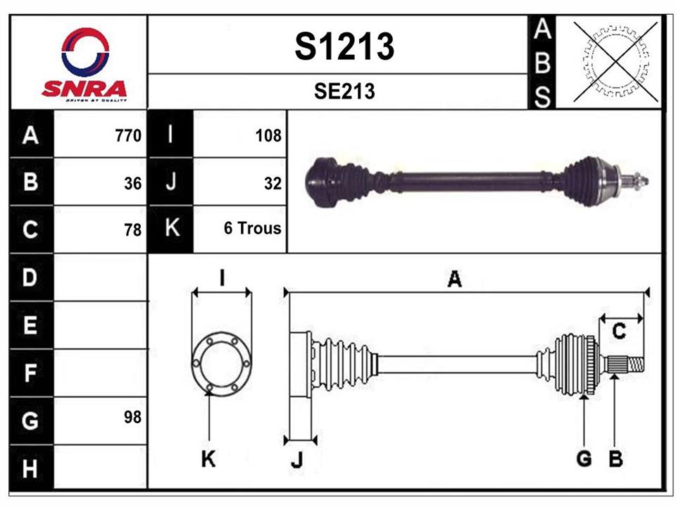 SNRA S1213 Drive shaft S1213: Buy near me in Poland at 2407.PL - Good price!