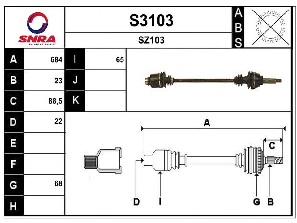 SNRA S3103 Drive shaft S3103: Buy near me in Poland at 2407.PL - Good price!