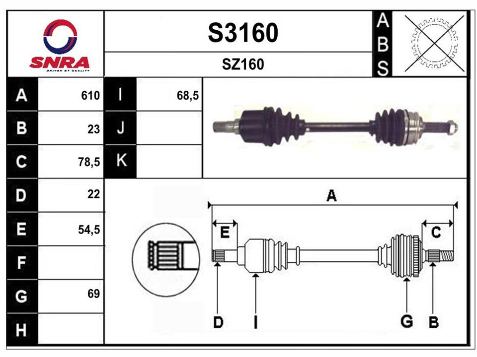 SNRA S3160 Drive shaft S3160: Buy near me in Poland at 2407.PL - Good price!