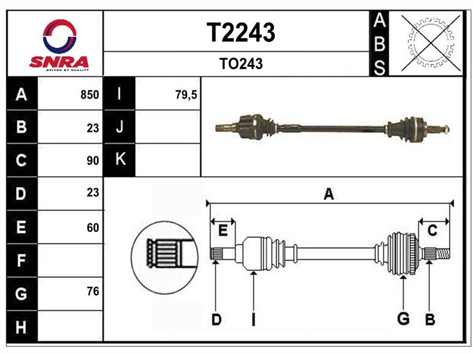 SNRA T2243 Вал приводной T2243: Отличная цена - Купить в Польше на 2407.PL!