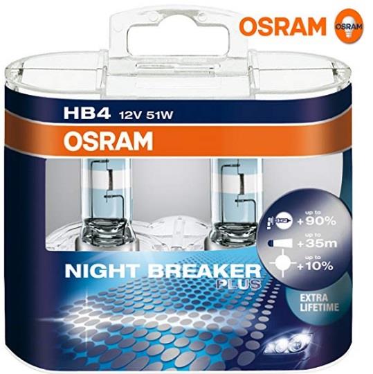 Osram 9006NBP-HCB Лампа галогенна Osram Night Breaker Plus +90% 12В HB4 51Вт +90% 9006NBPHCB: Приваблива ціна - Купити у Польщі на 2407.PL!