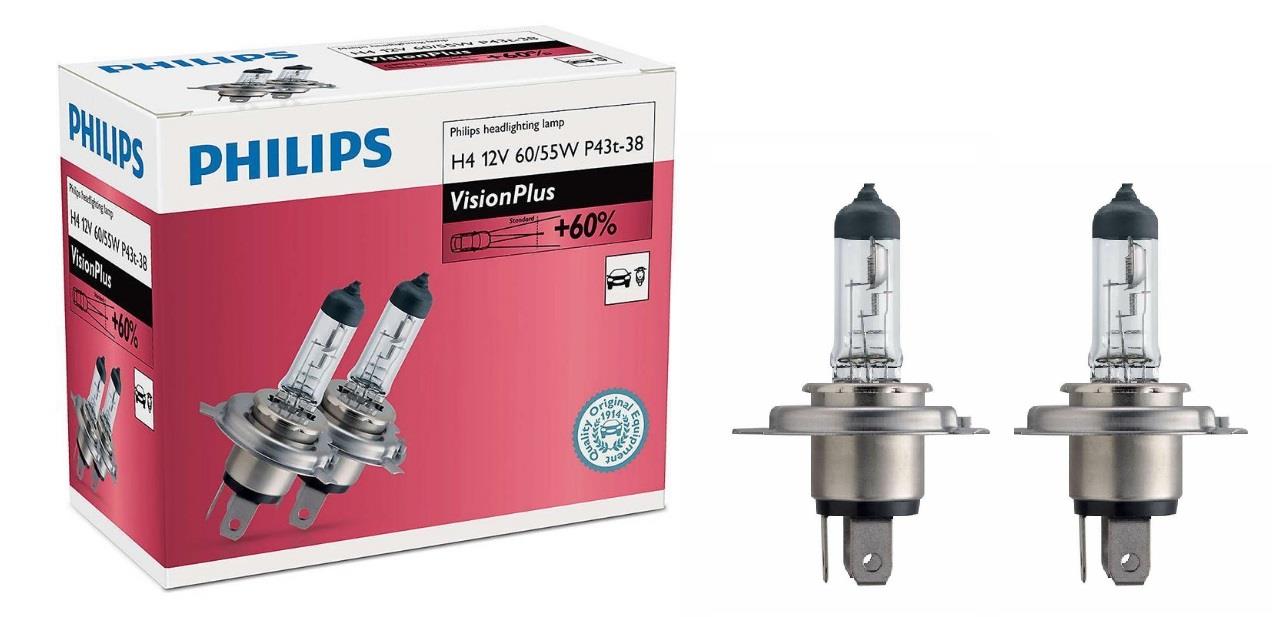 Philips 12342VPC2 Halogen lamp Philips Visionplus +60% 12V H4 60/55W +60% 12342VPC2: Buy near me at 2407.PL in Poland at an Affordable price!