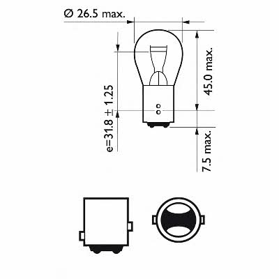 Лампа накаливания P21&#x2F;5W 12V 21&#x2F;5W Philips 12499B2