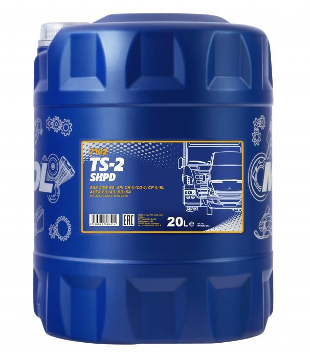 Mannol MN7102-20 Motor oil MANNOL 7102 TS-2 SHPD 20W-50 ACEA A3/B4/E7 API CH-4/SL, 20 l MN710220: Buy near me in Poland at 2407.PL - Good price!