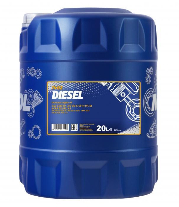 Mannol MN7402-20 Olej silnikowy MANNOL 7402 Diesel 15W-40 ACEA A3/B4, API CH-4/SL, 20 l MN740220: Dobra cena w Polsce na 2407.PL - Kup Teraz!