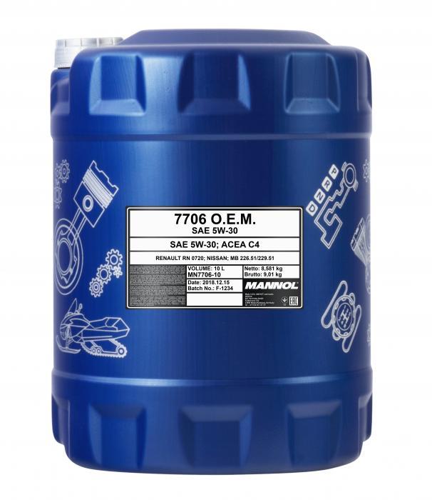 Mannol MN7706-10 Engine oil Mannol 7706 O.E.M. 5W-30, 10L MN770610: Buy near me at 2407.PL in Poland at an Affordable price!