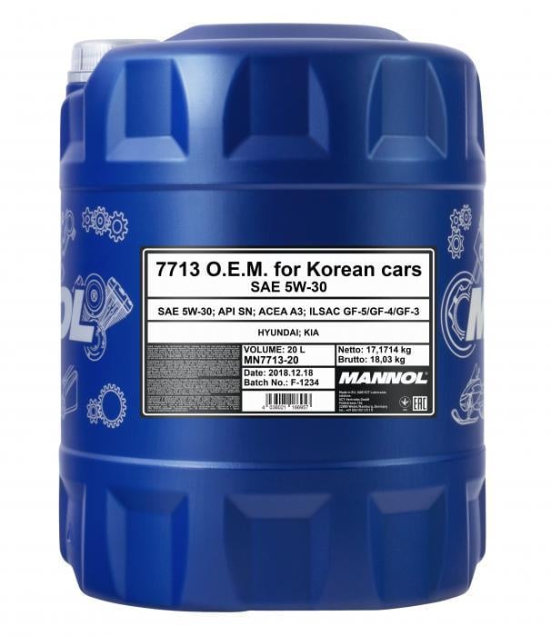 Mannol MN7713-20 Engine oil Mannol 7713 O.E.M. 5W-30, 20L MN771320: Buy near me in Poland at 2407.PL - Good price!