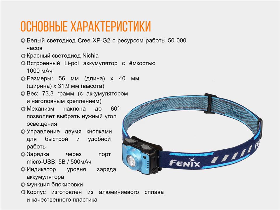 Fenix Headlamp, ​light blue – price