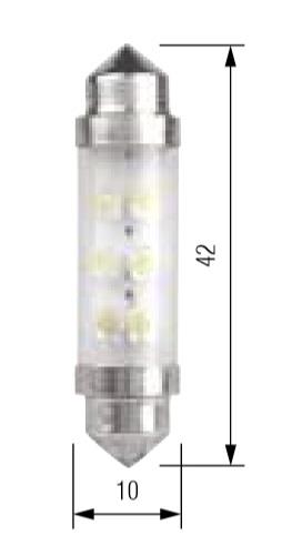 Лампа светодиодная SV8,5 LED 12V 6XSTANDARD LED WHITE 10X42 (2 шт) Bosma 2946