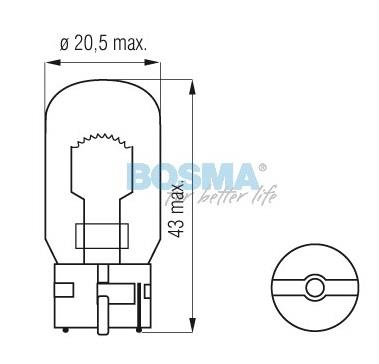 Лампа розжарювання W21W 12V 21W Bosma 0133B