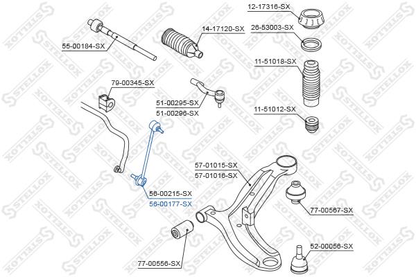 Stellox 56-00177-SX Front stabilizer bar, right 5600177SX: Buy near me at 2407.PL in Poland at an Affordable price!