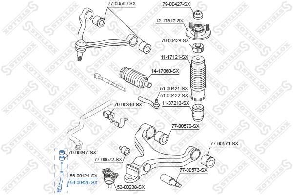 Stellox 56-00425-SX Front stabilizer bar, right 5600425SX: Buy near me in Poland at 2407.PL - Good price!