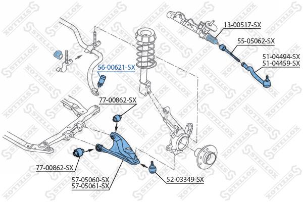 Stellox 56-00621-SX Стойка стабилизатора переднего 5600621SX: Отличная цена - Купить в Польше на 2407.PL!