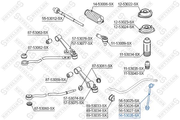 Stellox 56-53028-SX Стойка стабилизатора переднего правая 5653028SX: Отличная цена - Купить в Польше на 2407.PL!