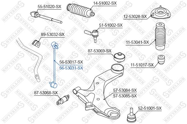 Stellox 56-53031-SX Front stabilizer bar, right 5653031SX: Buy near me in Poland at 2407.PL - Good price!